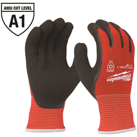 Milwaukee Tool Medium Red Latex Level 1 Cut Resistant Insulated Winter Dipped Work Gloves Pair 48-22-8911